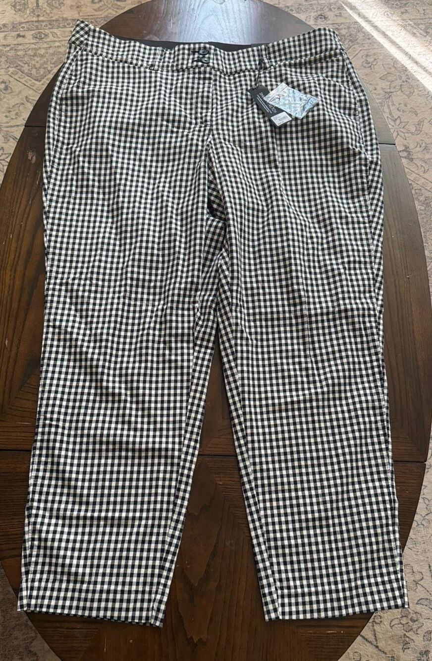 Lane Bryant Women’s Pants Black & White PLUS SIZE 20 The Lena Stretch Plaid NWT